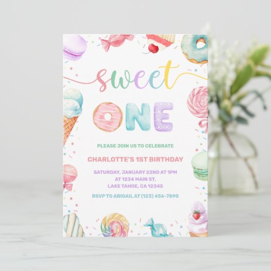 Sweet One 1er anniversaire Invitation (Debout devant)