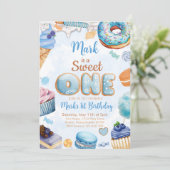 Sweet One 1st Birthday Boy Kaart (Staand voorkant)