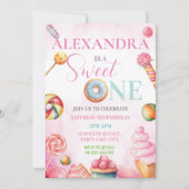 Sweet One 1st Birthday Invitation for Girls Candy (Devant)