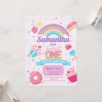 Sweet One 1st Birthday Snoep Land Party Invitation