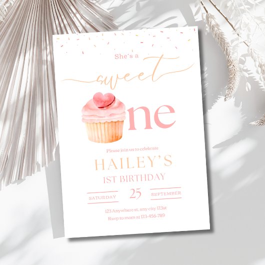Sweet One Anniversaire Invitation Cupcake 1er Anni
