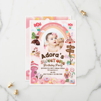 Sweet One Birthday Donuts Verjaardag Uitnodiging