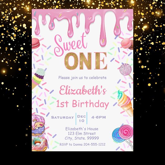 Sweet One Birthday Invitation pour fille