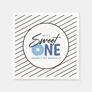 Sweet One Blue Doughnut 1st Verjaardagsfeest Servet