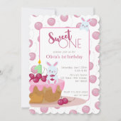 Sweet One Cherry Cake Bunny Invitation (Devant)