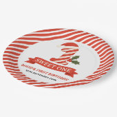 Sweet One Christmas Eerste Verjaardag Uitnodiging Papieren Bordje (Gekanteld)