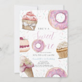 Sweet One Cupcake & Donuts Meisje 1e verjaardag Kaart (Voorkant)