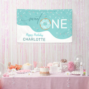 Sweet One Cute Blauwgroen Girl's 1e verjaardag ban Spandoek