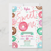 Sweet One Donut 1er Anniversaire Fête Invitation (Devant)