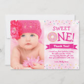Sweet ONE Donut 1er anniversaire fille Carte de re (Devant)