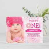 Sweet ONE Donut 1er anniversaire fille Carte de re (Debout devant)