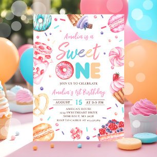 Sweet One Donut Candy 1er anniversaire Invitation
