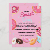 Sweet One Donut First Birthday Party Invitation (Devant / Derrière)