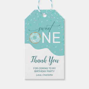 Sweet One Donut Girl's 1e verjaardag Dank je cadea Cadeaulabel