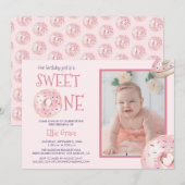 Sweet One Donut thema foto Eerste verjaardag Kaart (Voorkant / Achterkant)