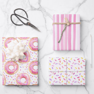 Sweet One Donut Verjaardag Cadeauverpakking Inpakpapier Vel