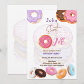 Sweet One Donut verjaardag roze Kaart (Voorkant / Achterkant)