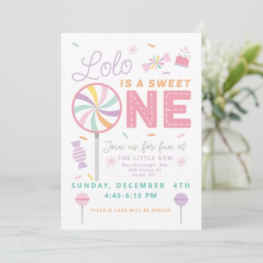 Sweet One First Birthday customizable Invitation (Debout devant)