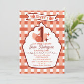 Sweet One First Birthday Gingham Photo Invitations (Debout devant)