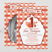 Sweet One First Birthday Gingham Photo Invitations (Devant / Derrière)