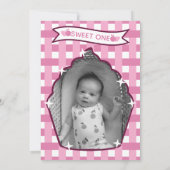 Sweet One First Birthday Gingham Photo Invitations (Dos)
