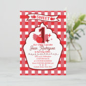Sweet One First Birthday Gingham Photo Invitations (Debout devant)