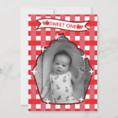 Sweet One First Birthday Gingham Photo Invitations (Dos)