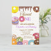 Sweet One First Birthday Invitation - Meisje Kaart (Staand voorkant)