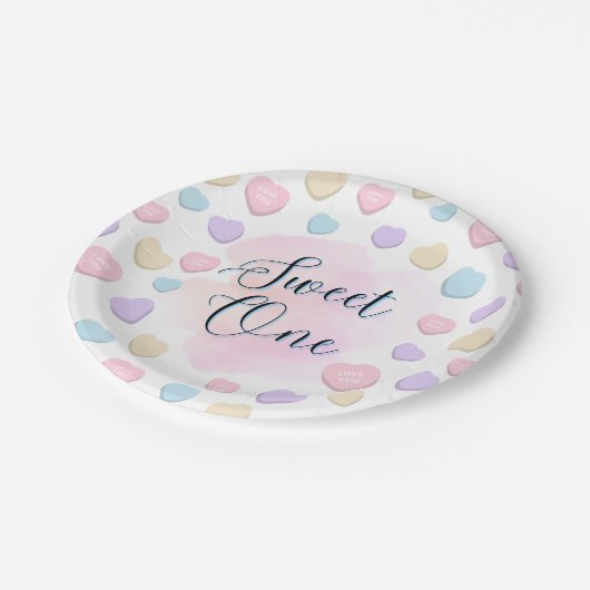 Sweet One First Birthday Party Plates Papieren Bordje (Gekanteld)