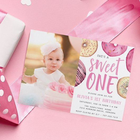 Sweet One | Foto Donut First Birthday Kaart