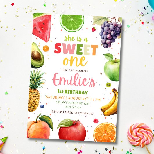Sweet One Fruit 1er Invitation d'anniversaire, fêt