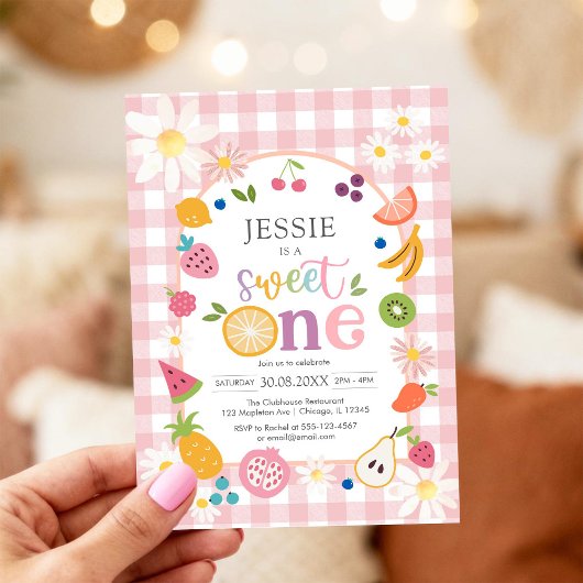 Sweet One Fruit 1st Birthday Invitation