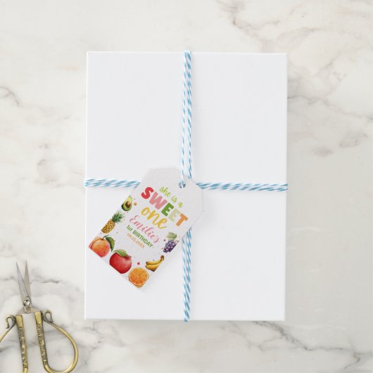 Sweet One Fruit 1st Verjaardag Bash, Zomerfeest Cadeaulabel (Met Touw)