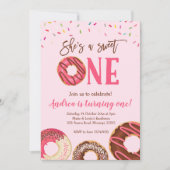 Sweet One Girl Donut thème Anniversaire Invitation (Devant)
