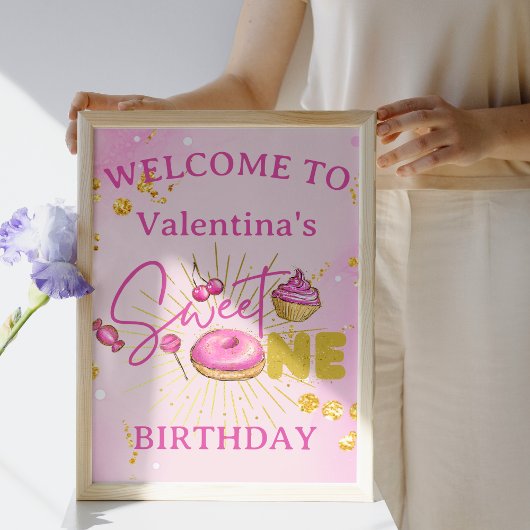 Sweet One Girl's 1st Birthday Sweets Affiche de bi