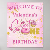 Sweet One Girl's 1st Birthday Sweets Affiche de bi (Devant)