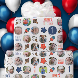 Sweet One Ice Cream Baby's eerste verjaardag foto Cadeaupapier