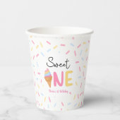 Sweet One Ice Cream Eerste 1e Verjaardagsfeest Papieren Bekers (Voorkant)