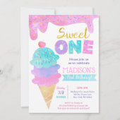 Sweet One Ice Cream First Birthday Invitations (Devant)