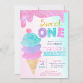 Sweet One Ice Cream First Birthday Invitations (Devant)