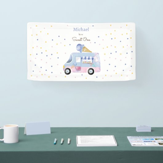 Sweet One ijswagen eerste verjaardag Spandoek (Beurs)