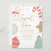 Sweet One Kerstkoekje 1e verjaardag Kaart (Voorkant)