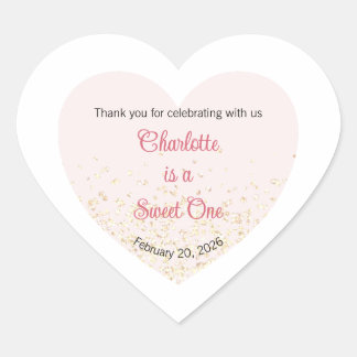 Sweet One Labels, Sweetheart One Party, Heart Hart Sticker