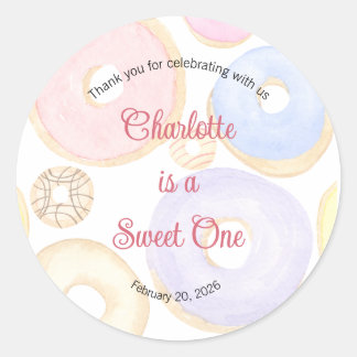 Sweet One Labels, Sweetheart One Party, Heart Ronde Sticker