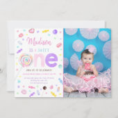 Sweet One Lollipop Snoep First Birthday Kaart (Voorkant)