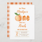 Sweet One Peach First Birthday Invitation (Devant / Derrière)