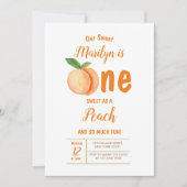 Sweet One Peach First Birthday Uitnodiging (Voorkant)