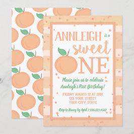 Sweet One Peach Theme Girls First Birthday Kaart