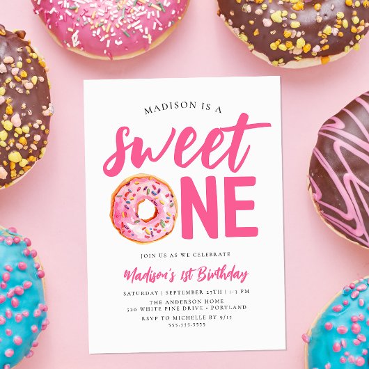 Sweet One Pink Donut 1st verjaardag Kaart