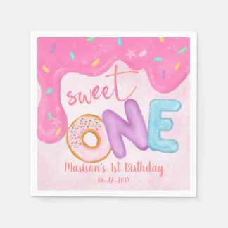 Sweet One Pink Frosting Girl's eerste verjaardag N Servet